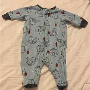 Gerber Gray Hedgehog Print Kids Footie